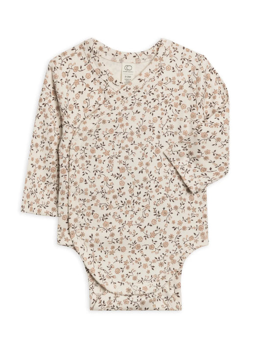 Kai Kimono Bodysuit - Primrose Floral / Chestnut + Taupe