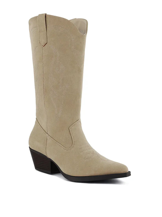 Ginni Embroidered Calf Boots