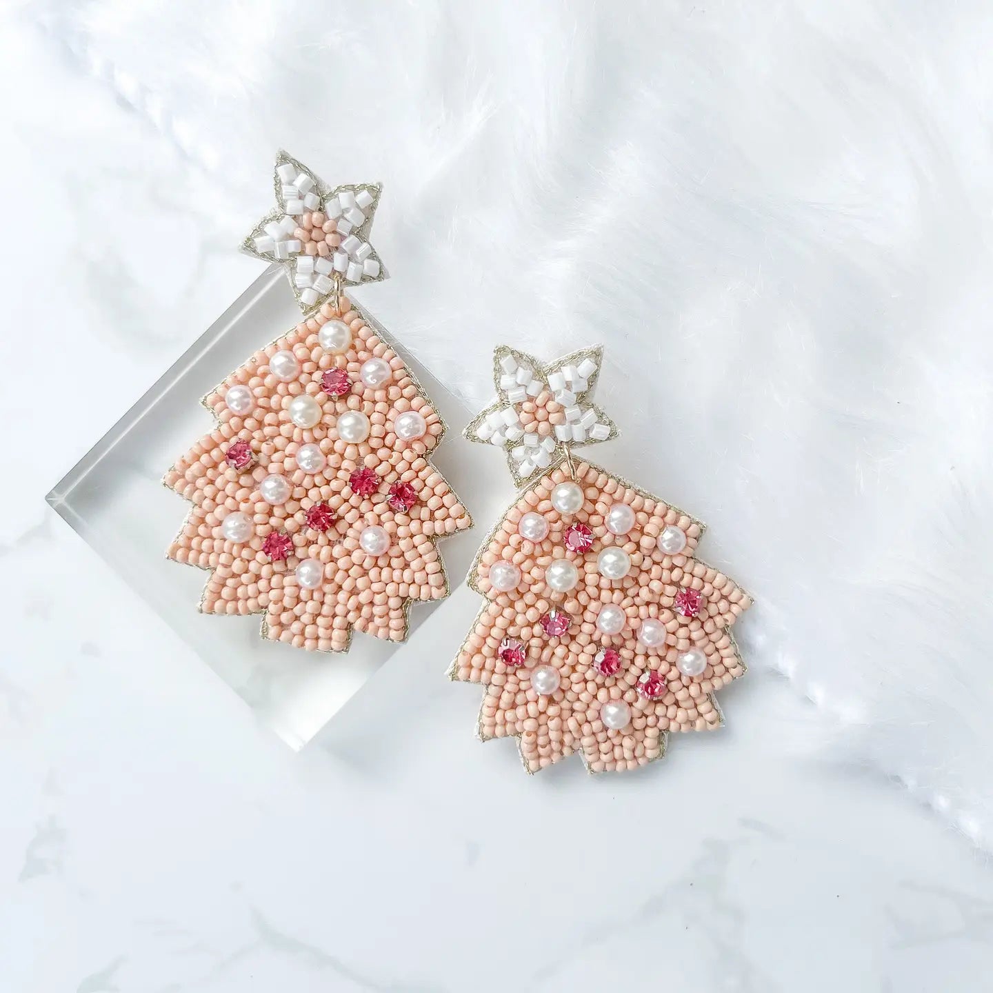 Pearl and Light Pink Christmas Tree Drops