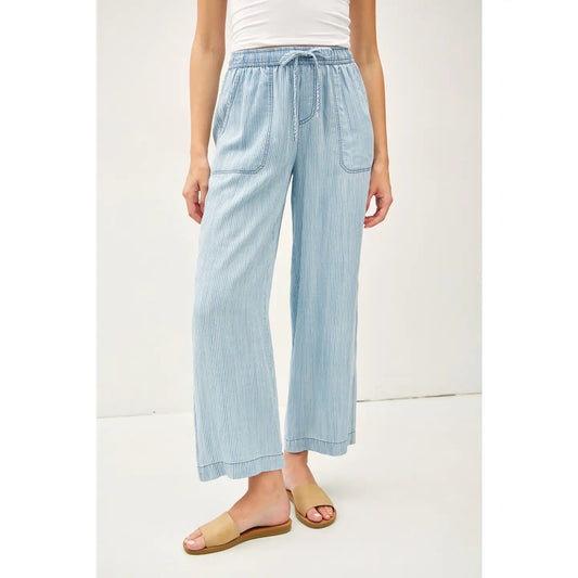 Striped Wide Leg Tencel Pant