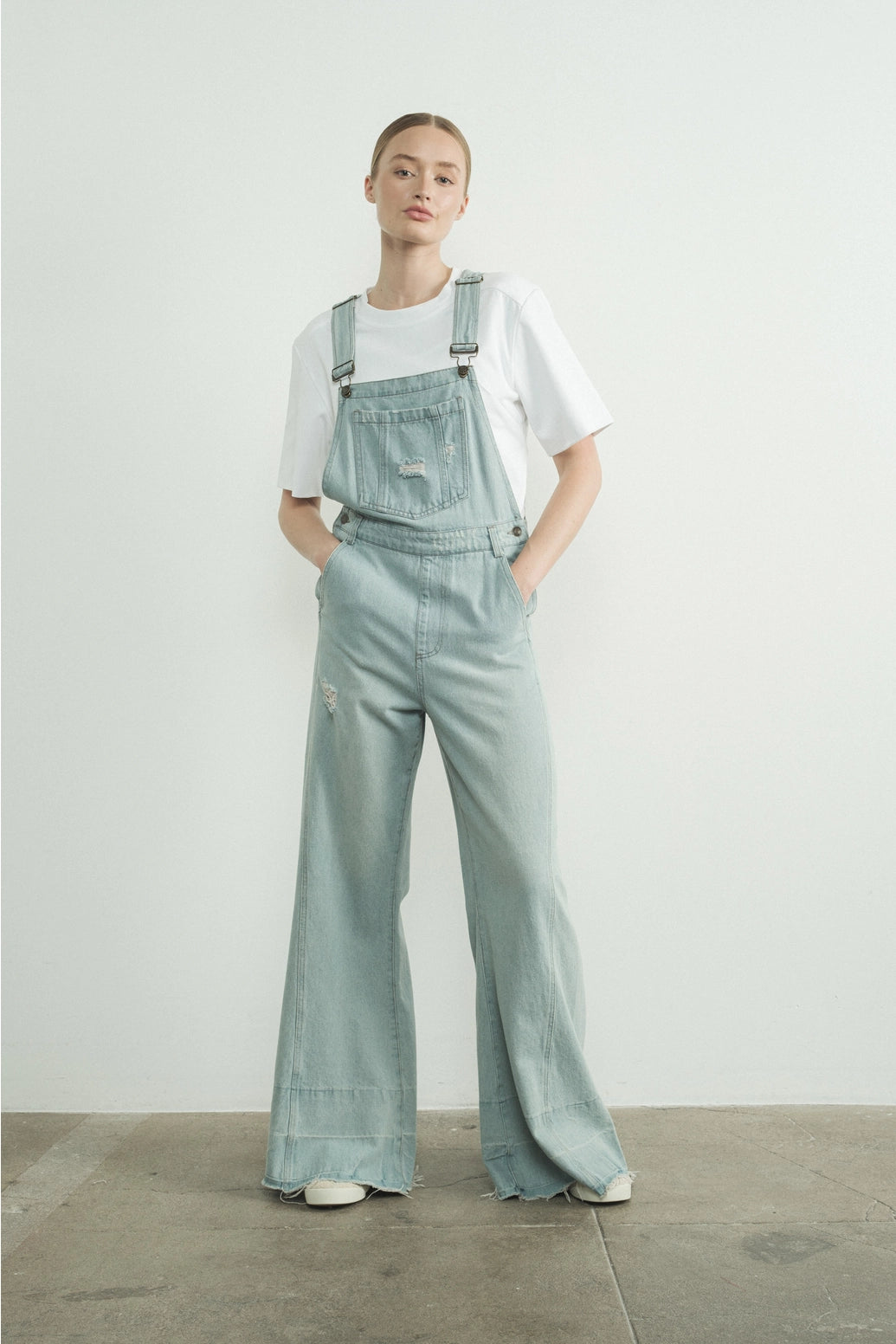 Milly Wide Leg Denim Overalls