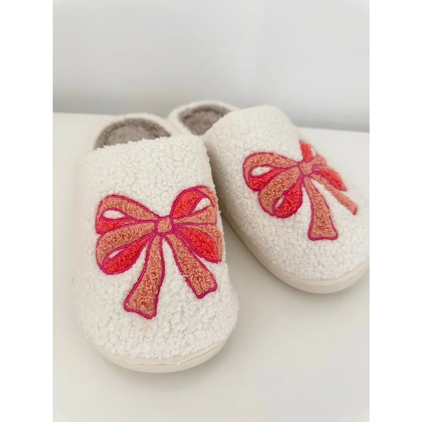 Fuzzy Luxe Bow Slippers - Hazel