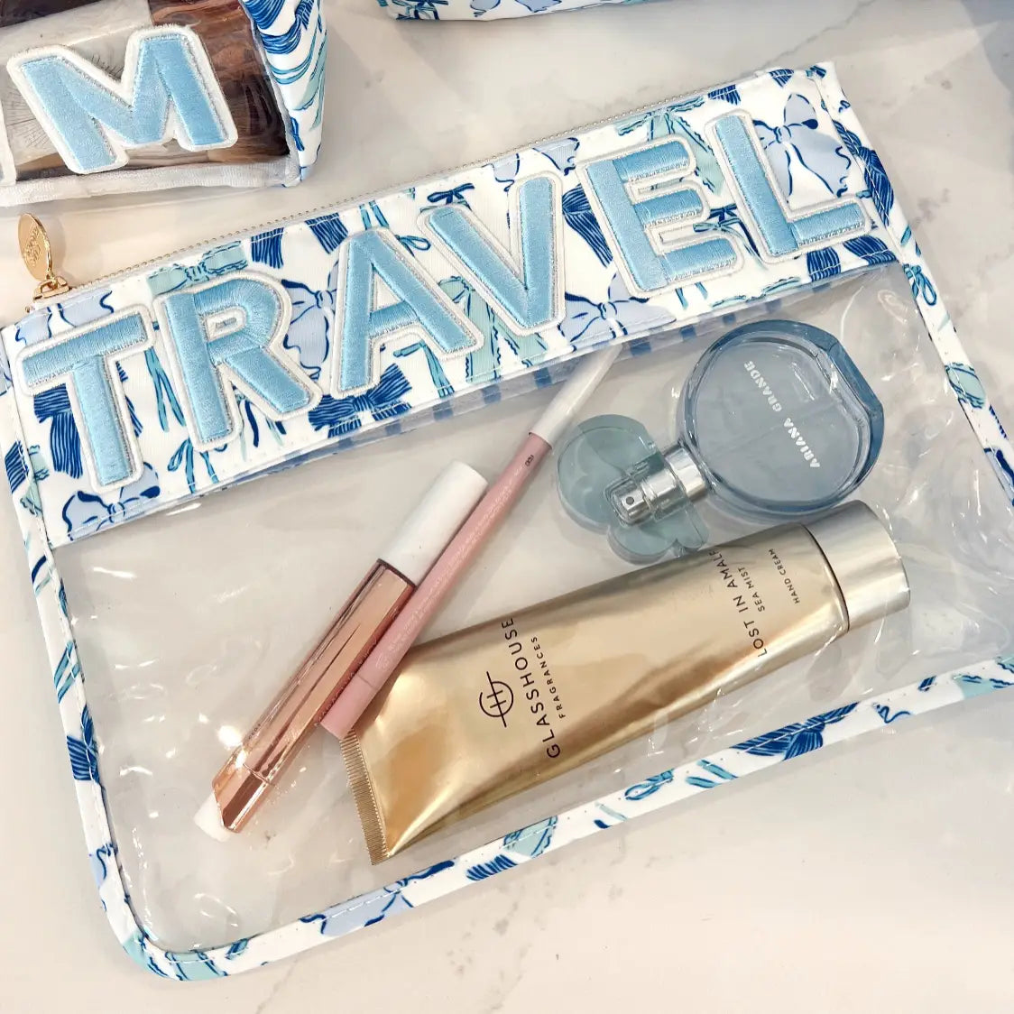 Travel - Blue Bow Clear Pouch