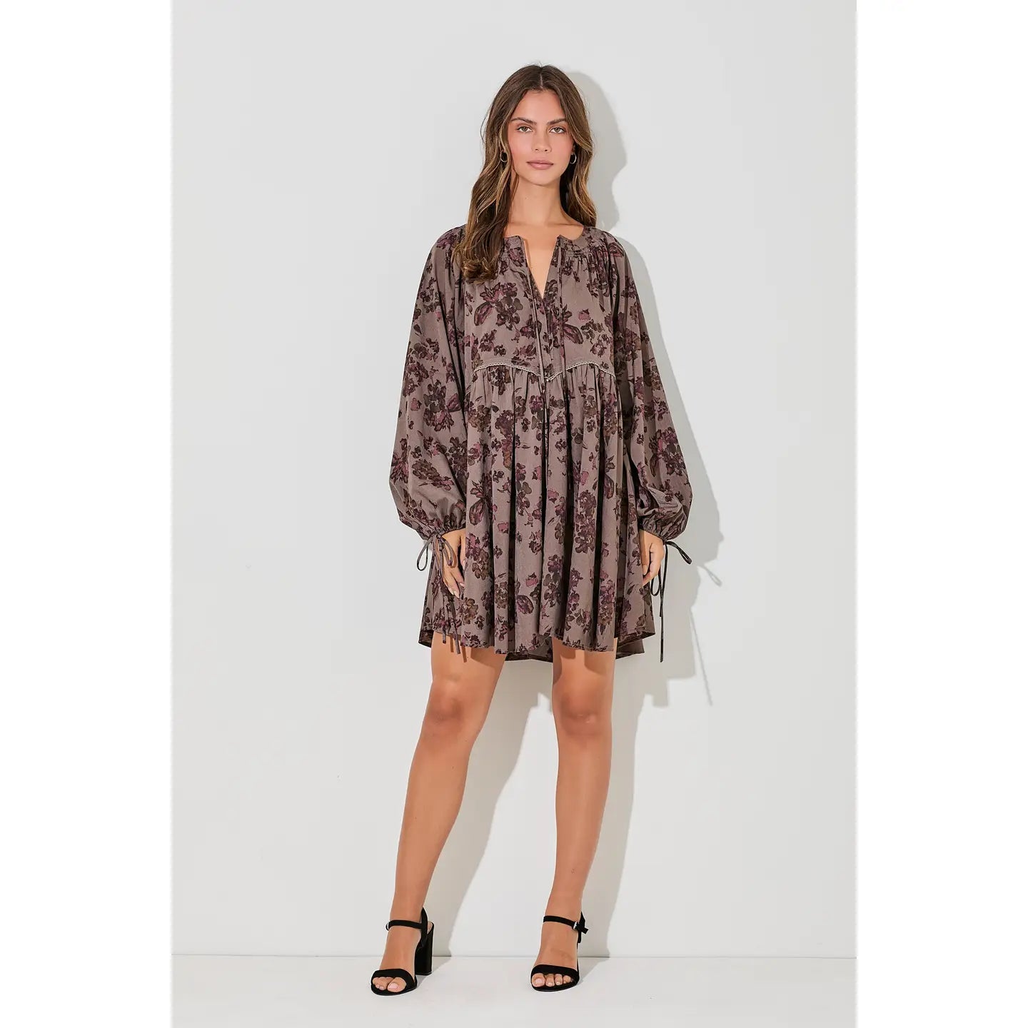 Jane Printed Floral Mini Dress Long Sleeve