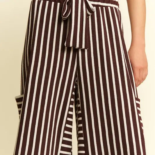 Espresso Stripe Wide Leg Pants