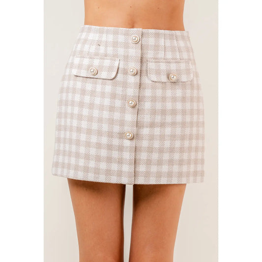 Checkered Tweed Skirt