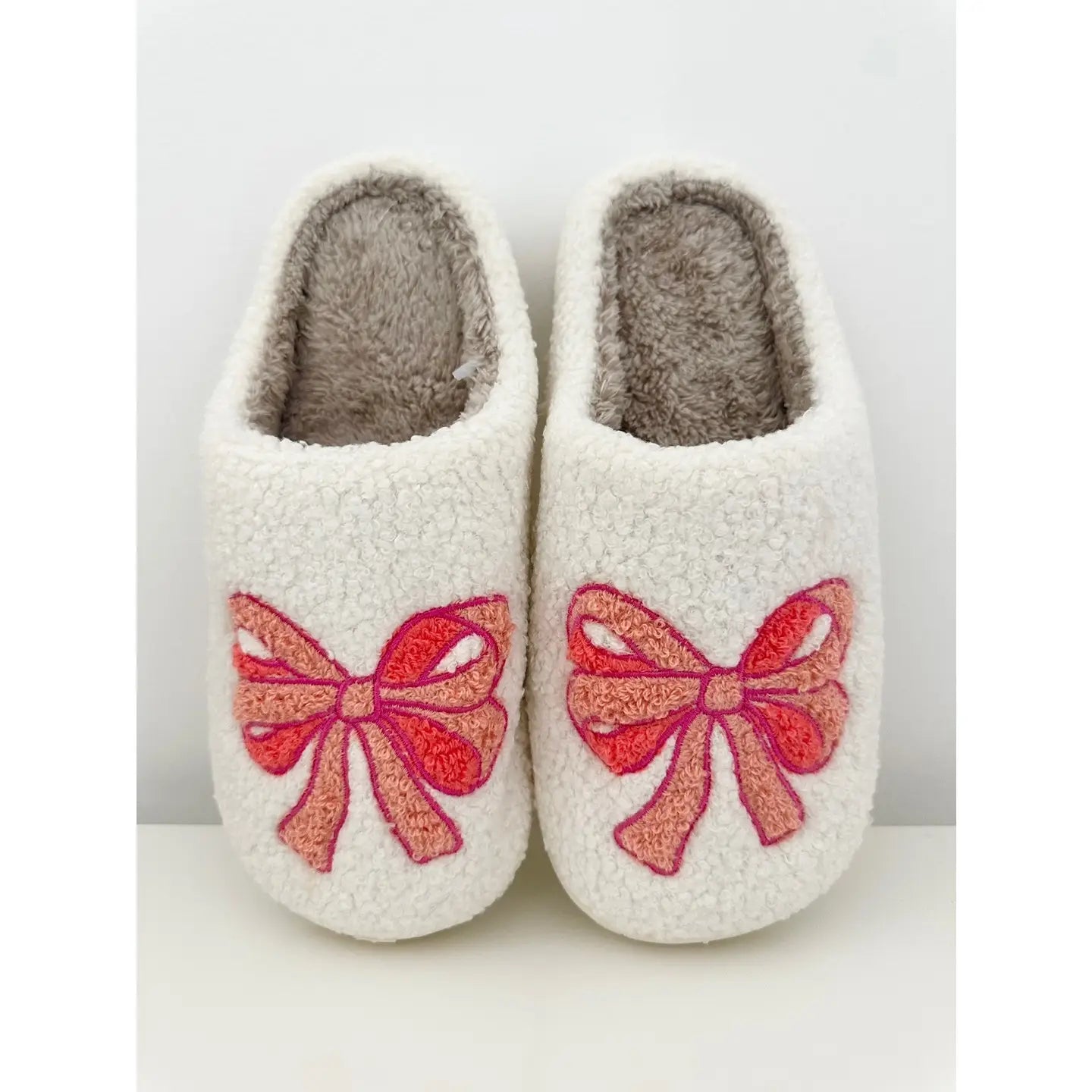 Fuzzy Luxe Bow Slippers - Hazel