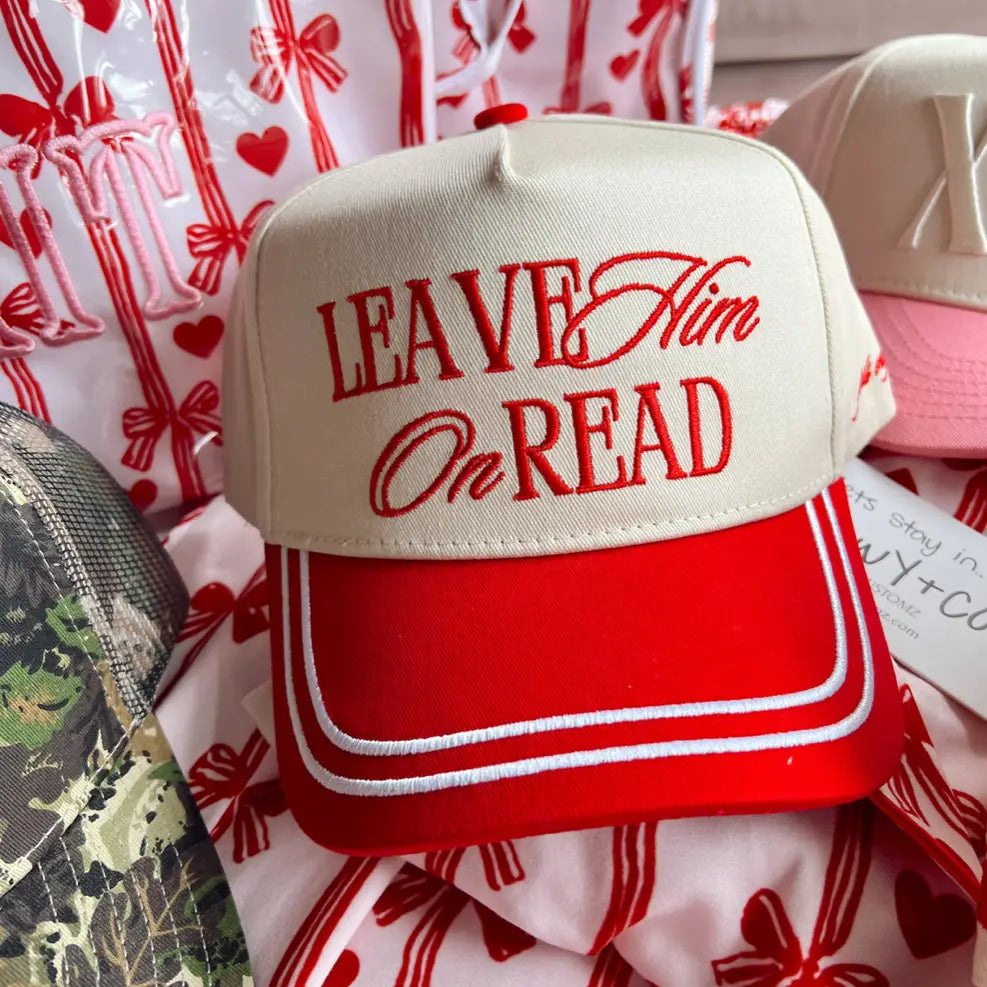 Leave Him On Read - Red Vintage Hat