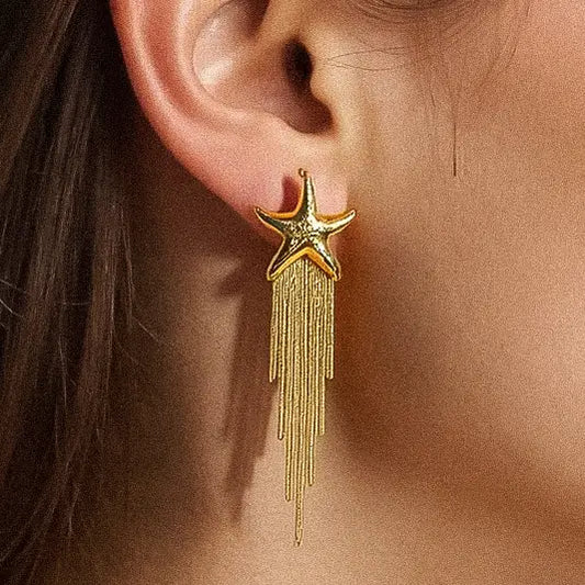 Malibu 18K Gold Non-Tarnish Star Tassel Earring