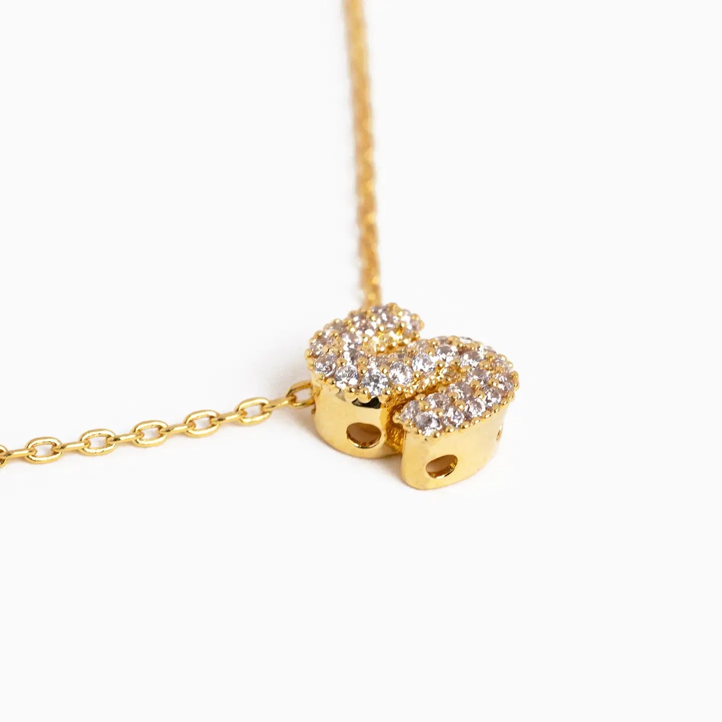 Cz Pave Mini Bubble Letter Initial Necklace