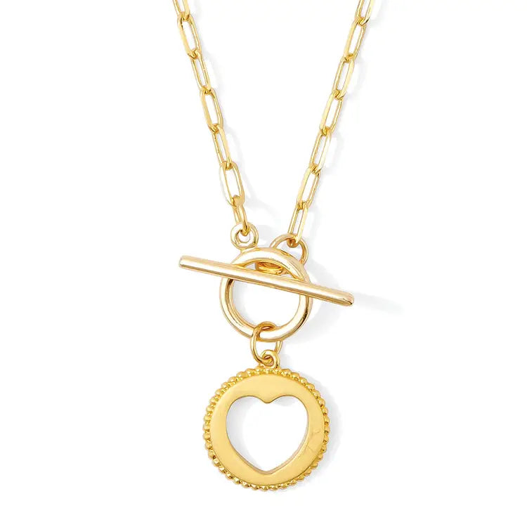 Heart Paperpclip Toggle Necklace