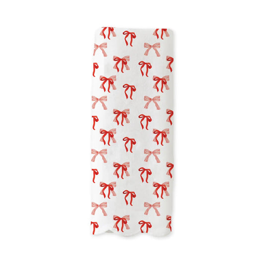 Scallop Guest Towel - Red Bows