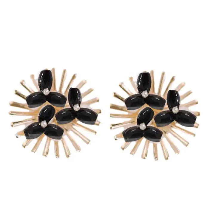 Black Sunburst Statement Stud Earrings