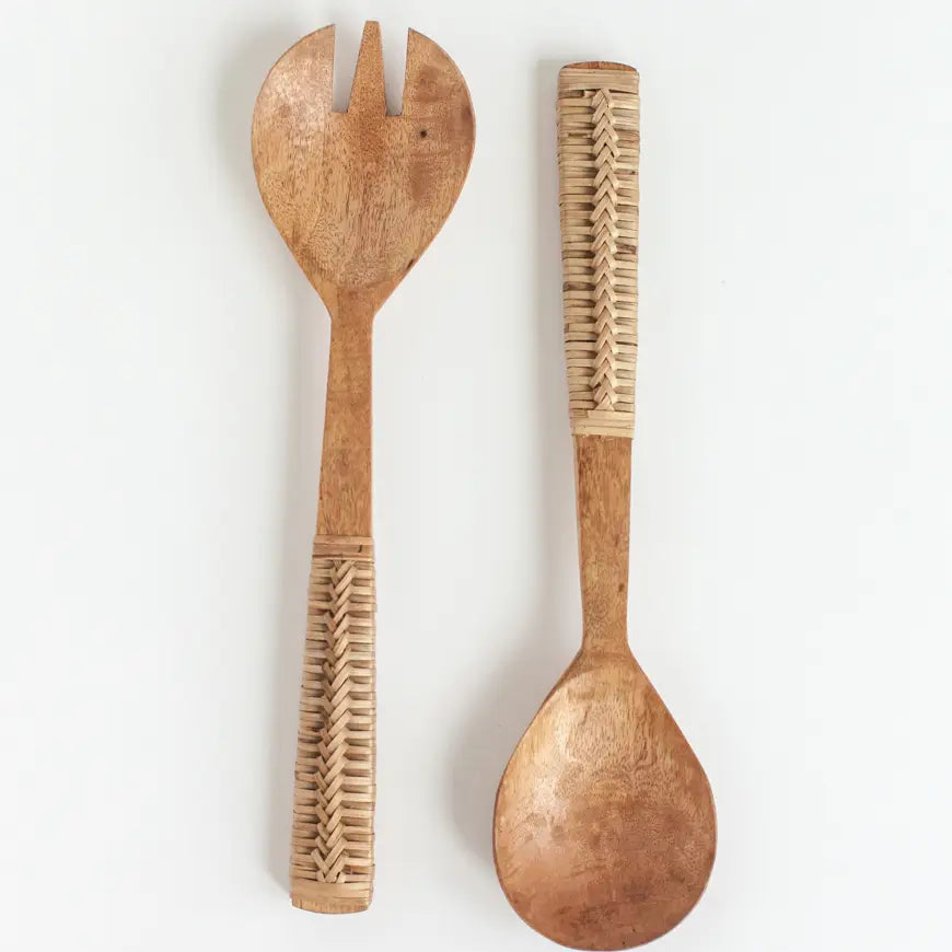 Braided Mango Wood Salad Servers