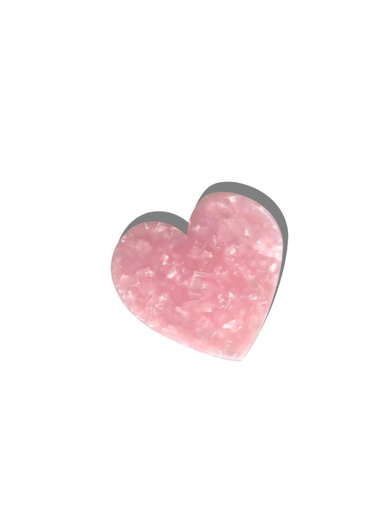 Pink Heart Acetate Claw Hair Clip