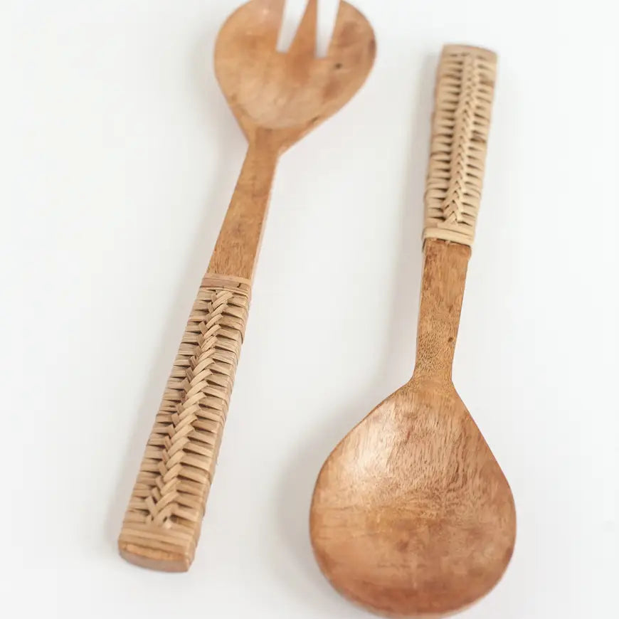 Braided Mango Wood Salad Servers