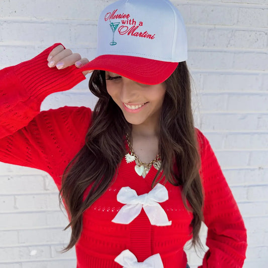 Merrier with A Martini Embroidered Hat