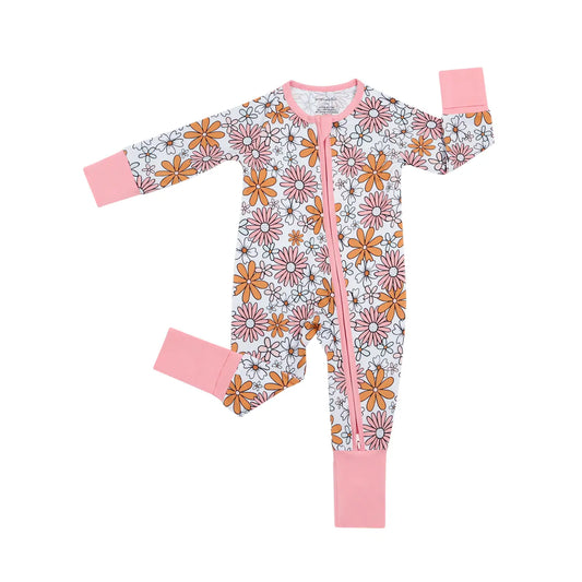 Bamboo Baby Zip Romper | Retro Garden