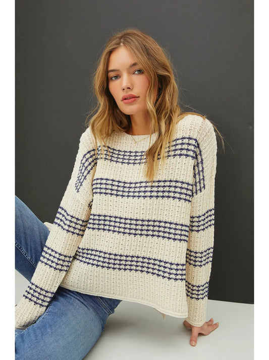 Oversized Stripe Long Sleeve Knit Sweater