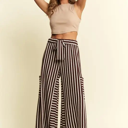 Espresso Stripe Wide Leg Pants