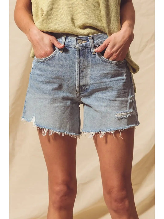 Vintage Loose Cut Distressed Denim Shorts