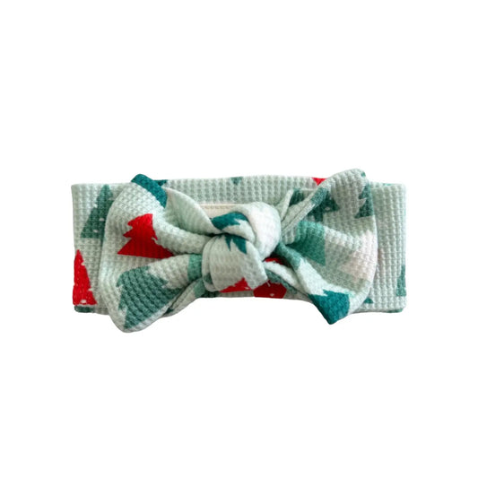 Organic Waffle Knot Bow, Festive Firs