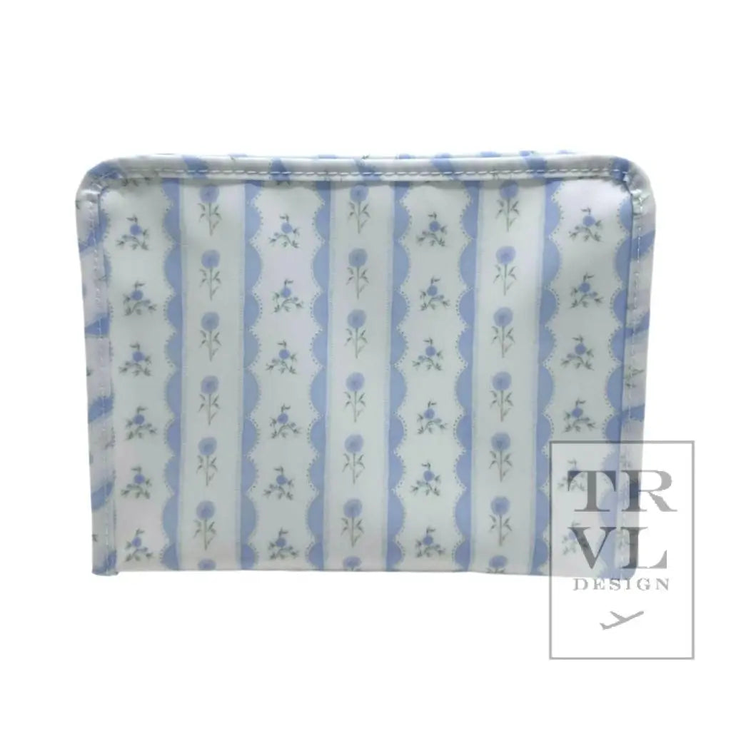 Roadie Medium - Ribbon Floral Blue Zip Pouch