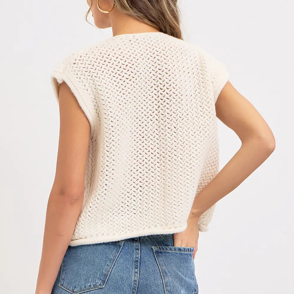 Button Closure Knit Vest Top