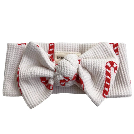 Organic Waffle Knot Bow, Candy Cane