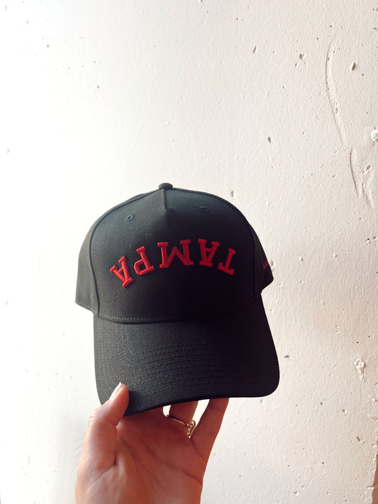 Tampa Black and Red Hat - Reversed Brand