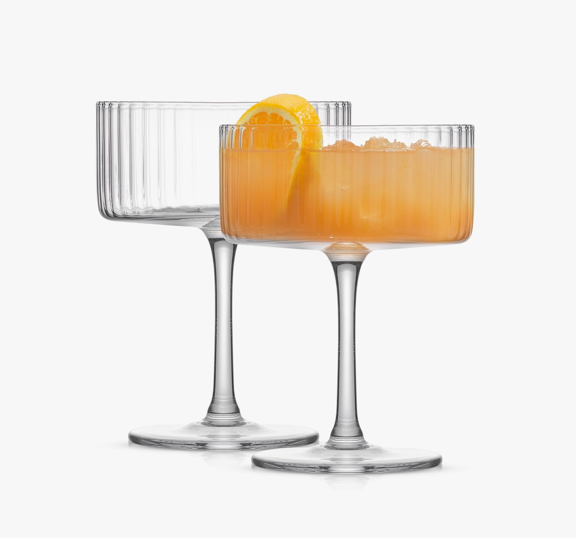 Fluted Cylinder Martini Coupe Glass - Set of 2