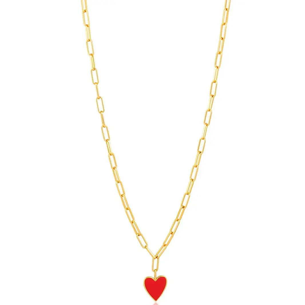 Red Enamel Heart Necklace