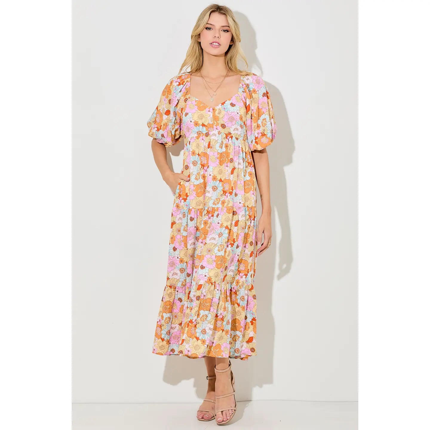 Retro Floral Maxi Dress