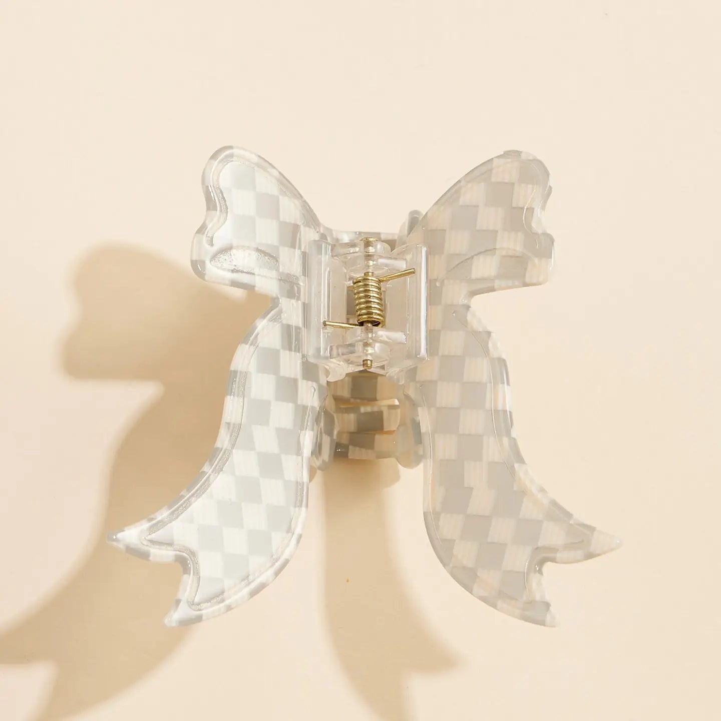 Bow-Shaped Checkered Acetate Hair Claw Clip