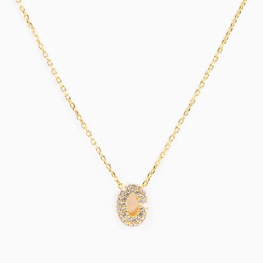 Cz Pave Mini Bubble Letter Initial Necklace