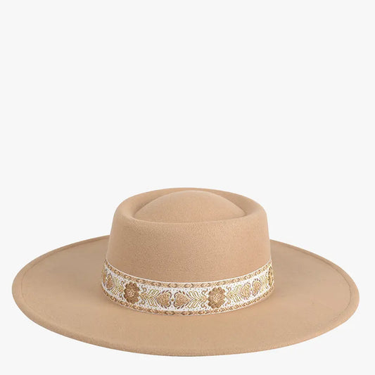 Ripley Floral Design Trim Wide Brim Fedora