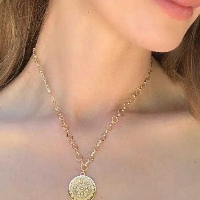 Sun Medallion Pendant Necklace