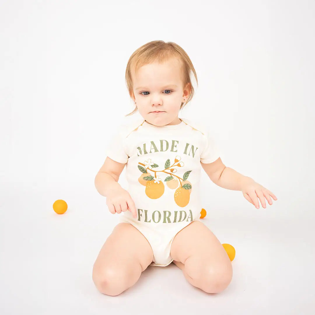 Made in Florida Oranges Cotton Onesie Florida Baby Gift