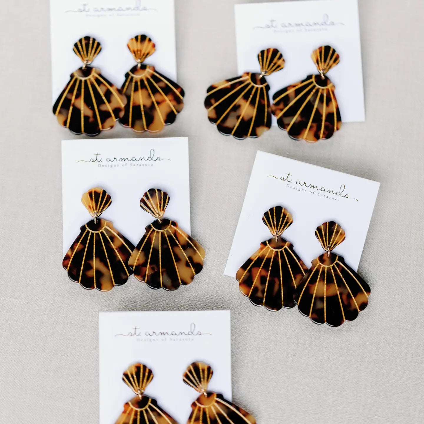 Brown Tortoise Shell Statement Earrings