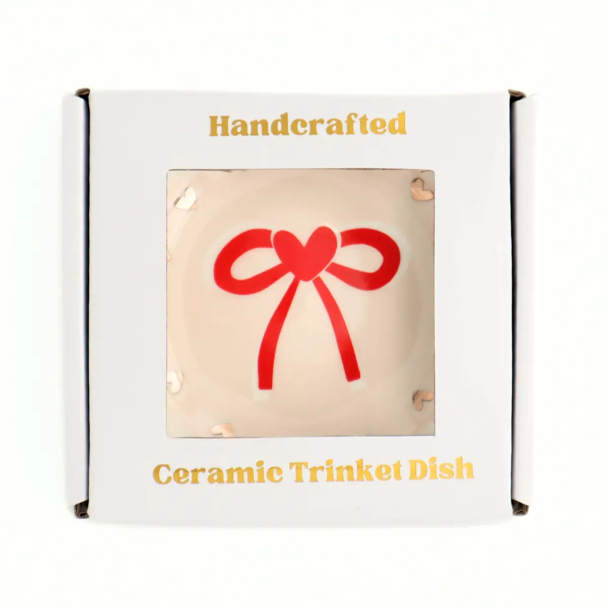 Round Trinket Tray - Red Bow Gold Heart