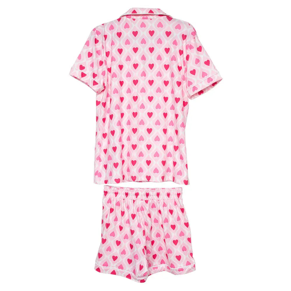 Light and Hot Pink Hearts Valentine's Day Pj Sets Women