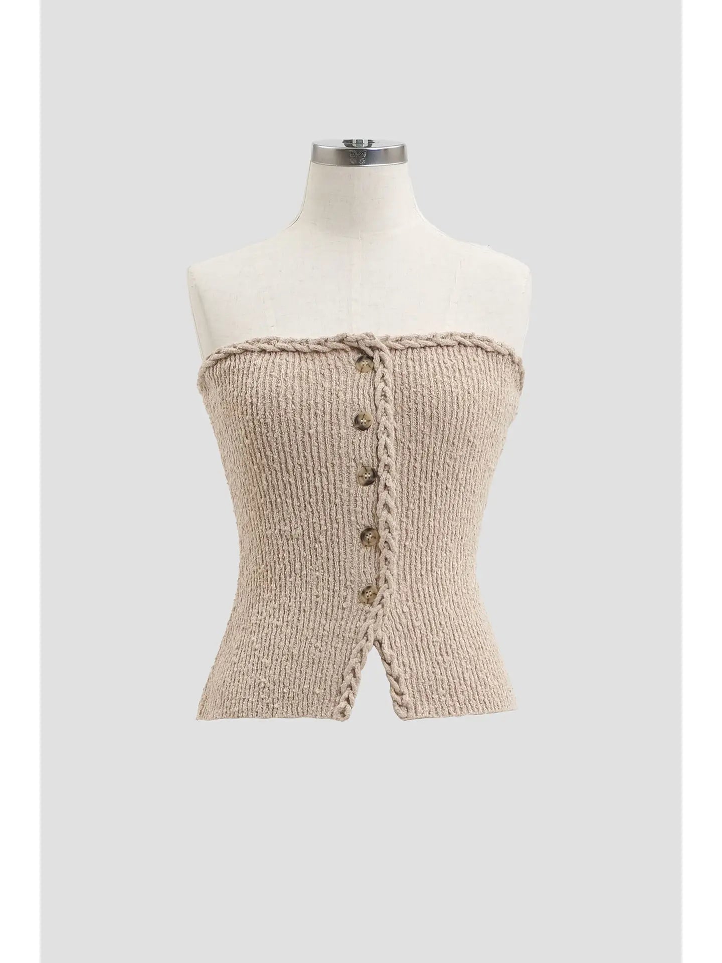 Braided-Trim Sleeveless Sweater Top