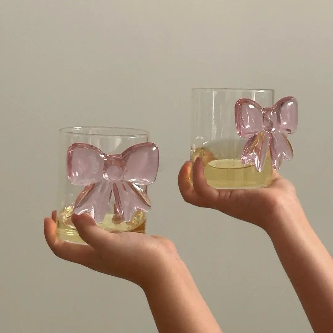 Handmade Cute Whimsical Bowknot Tumbler Glass Cups