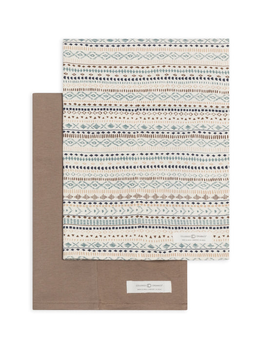 Organic Baby Burp Cloth (2-pack) - Southwest + Taupe