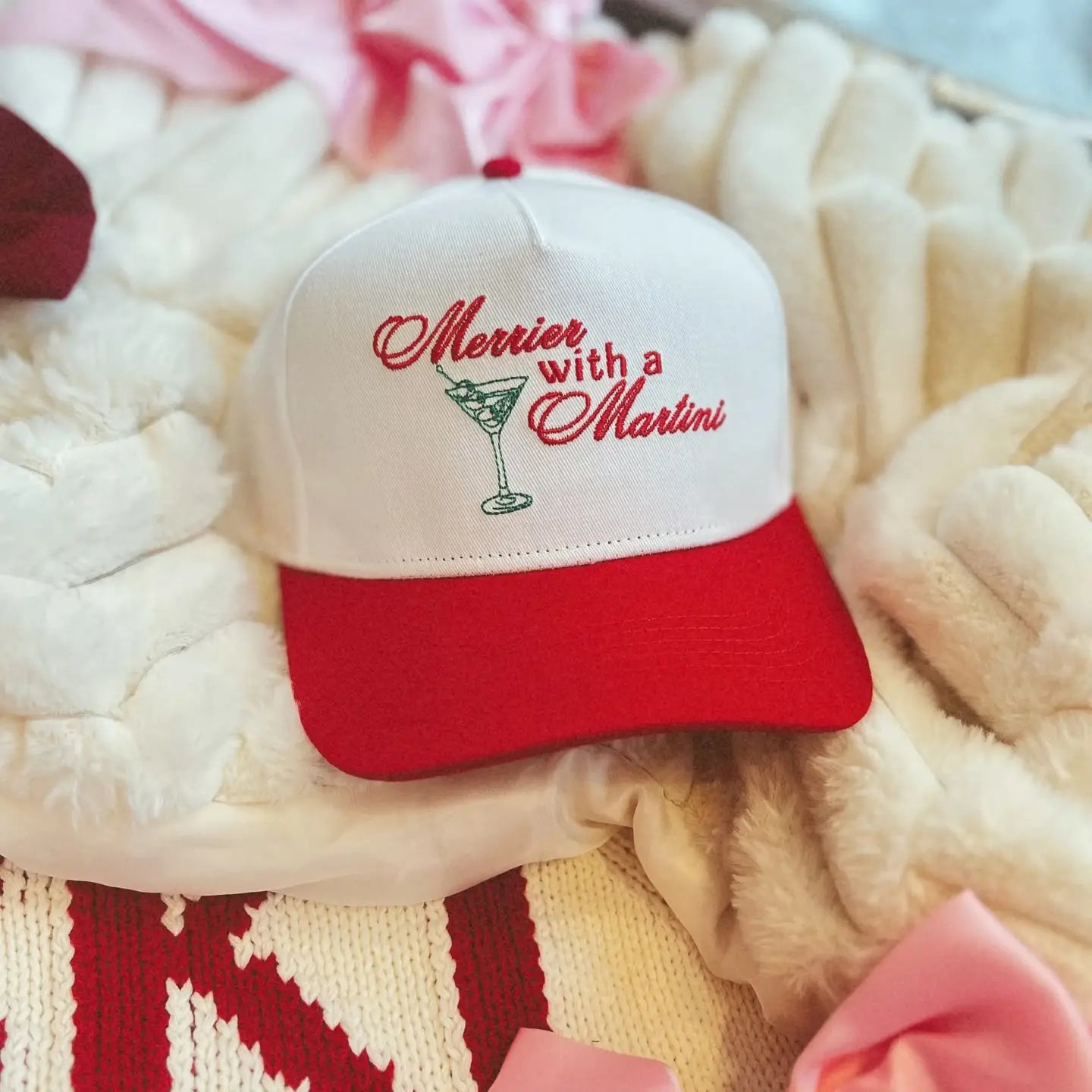 Merrier with A Martini Embroidered Hat