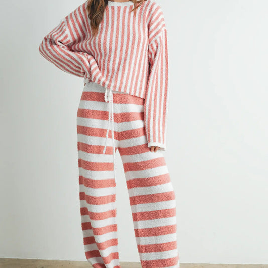 Mauve Cozy Striped Pants