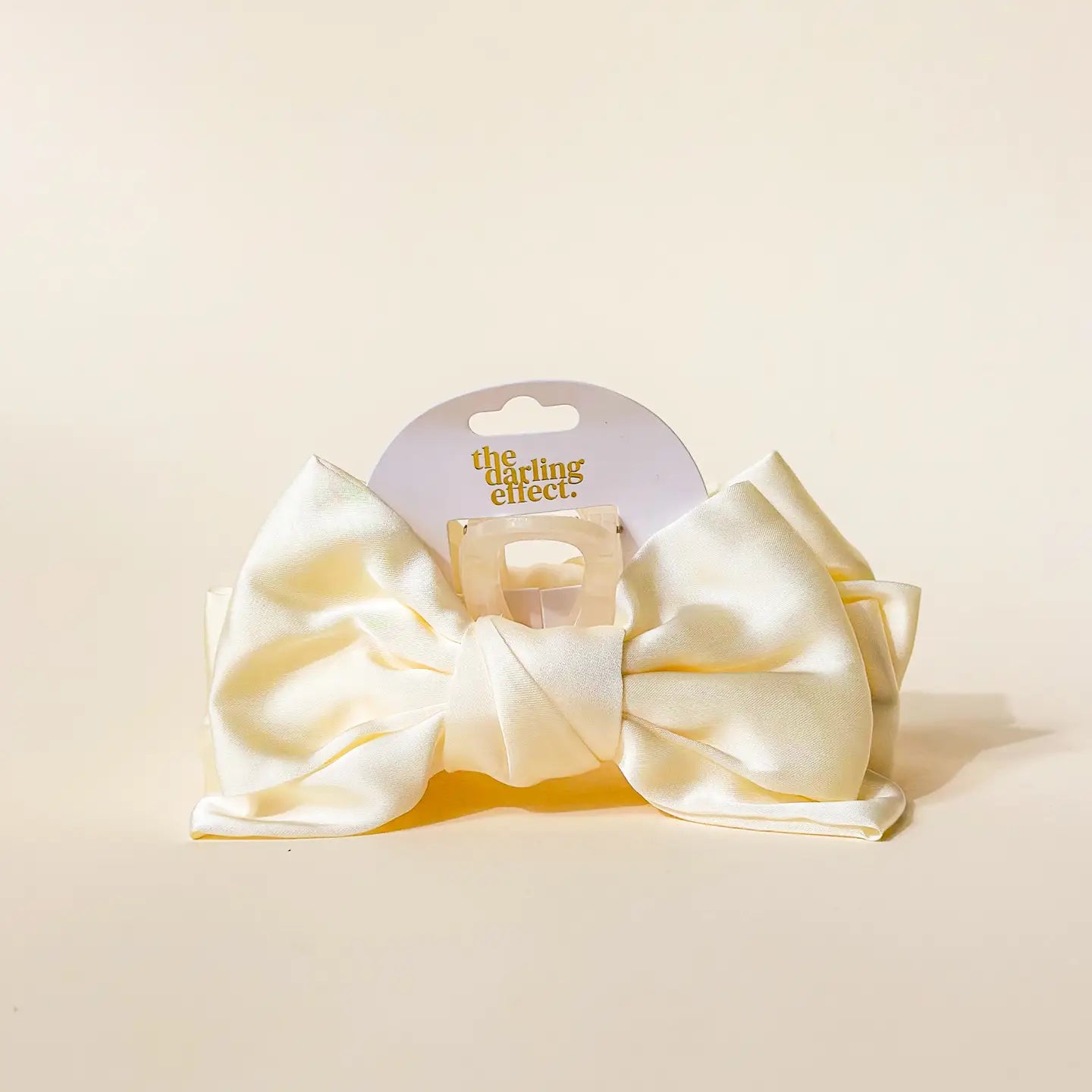 Satin Bow Claw Clip- Cream